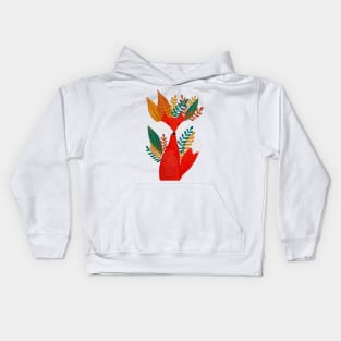 Cute fox with autumn foliage Kids Hoodie